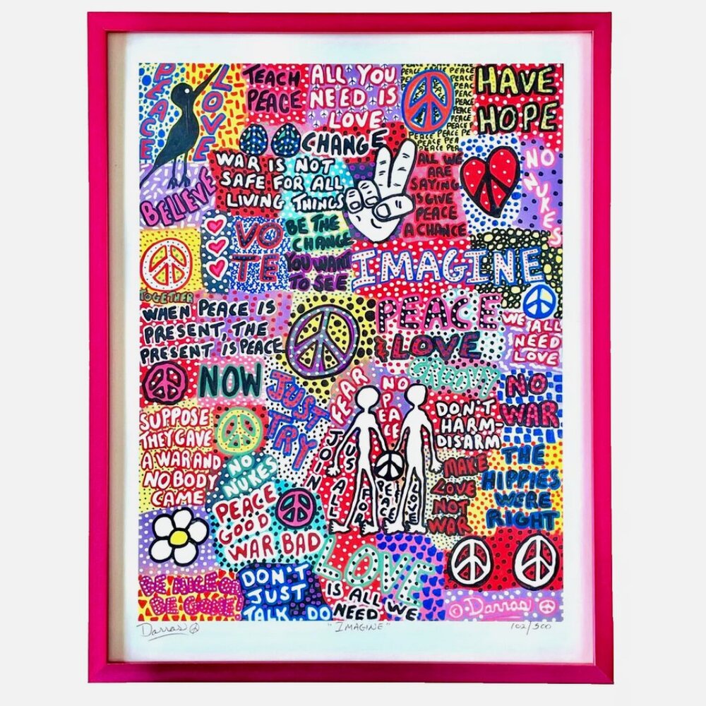 VINTAGE 60s 70s POP ART IMAGINE MIKE DARRAS 102/500 SIGNED PRINT FRAMED WALL ART - Picture 2 of 14
